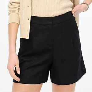 J. Crew Factory Elastic-back linen-blend pleated short in black NWT